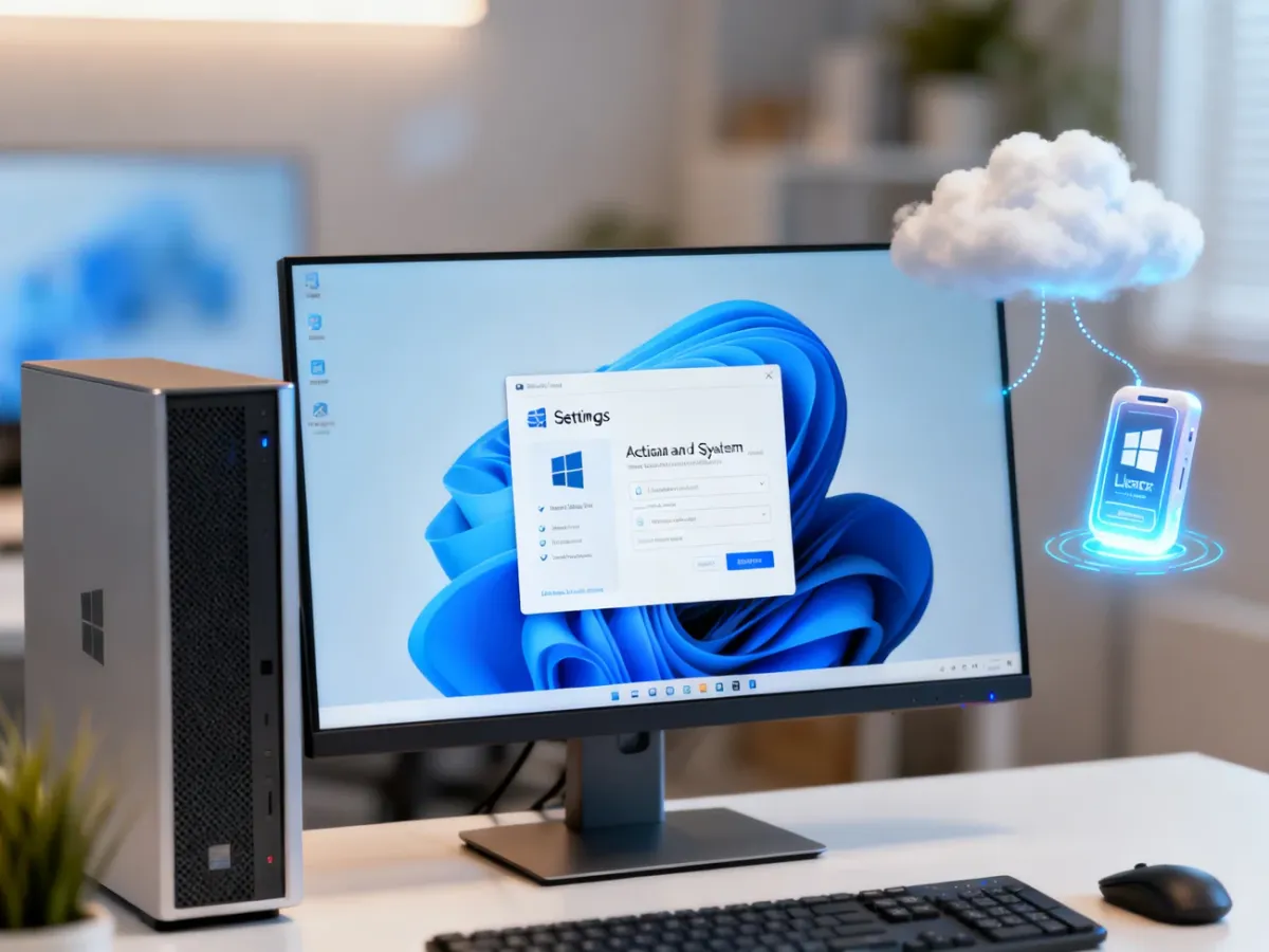 Ustawienia systemu Windows z widokiem stanu aktywacji i symbolem licencji cyfrowej