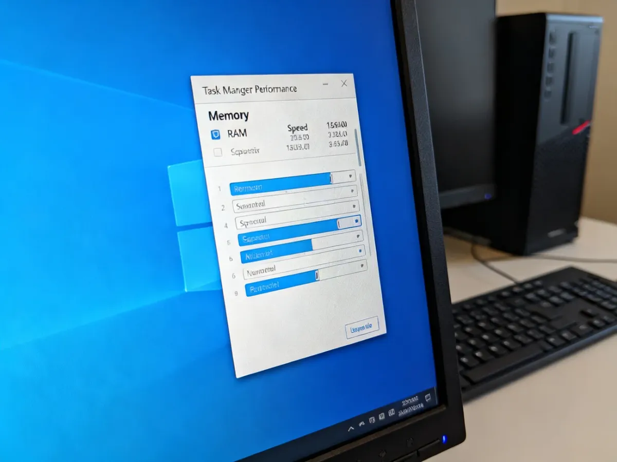 Menedżer zadań Windows z widokiem informacji o pamięci RAM