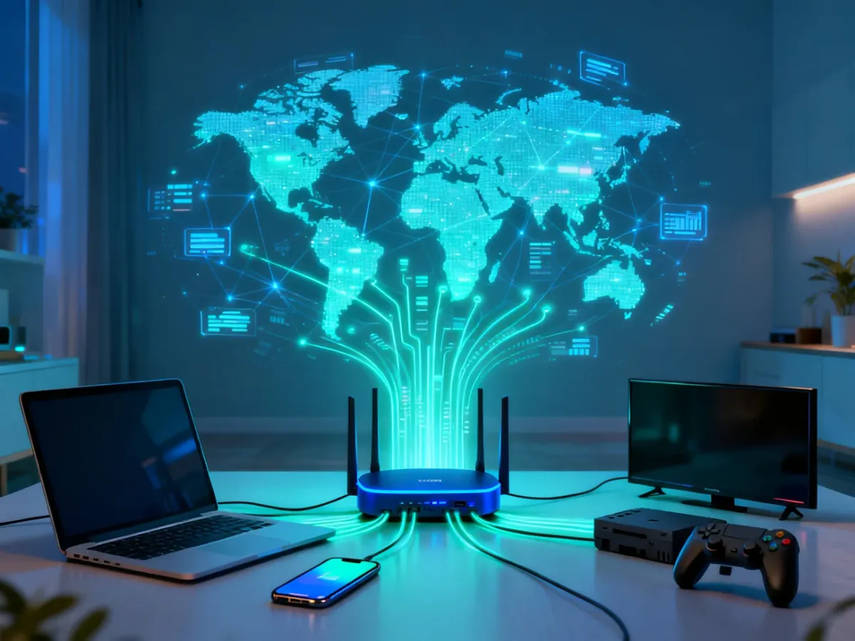 Router tłumaczący połączenia wielu urządzeń domowych na jedno połączenie z Internetem
